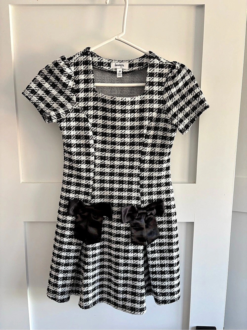 Janie and Jack Girls Checkered Bow Dress Like New